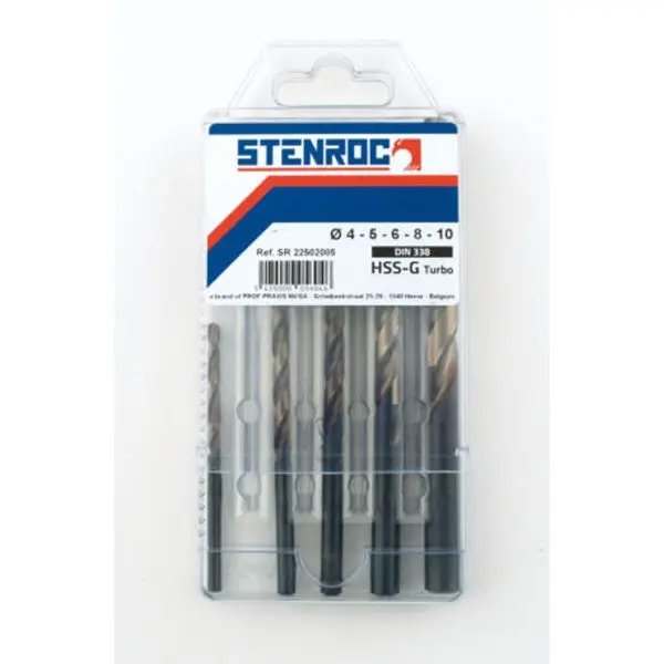 [HSCR5S] HSS-G TURBO DIN338 W-TIP – SET DE  5 PIÈCES