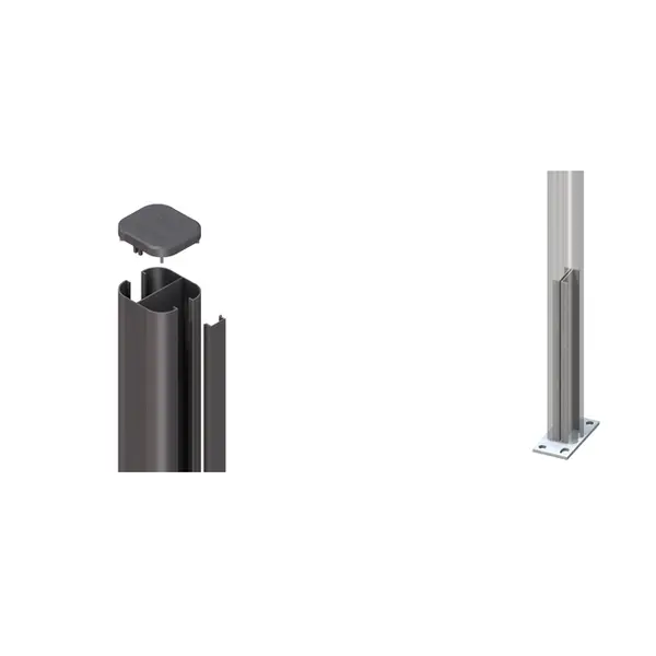 [2358] SYSTEM POTEAU RAINURÉ À VISSER  (Anthracite, 105 cm, Intermédiaire (droit))