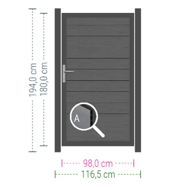 [2571] PORTE STANDARD COMPOSITE TRAUMGARTEN (98X180CM) (Anthracite, 15 cm)