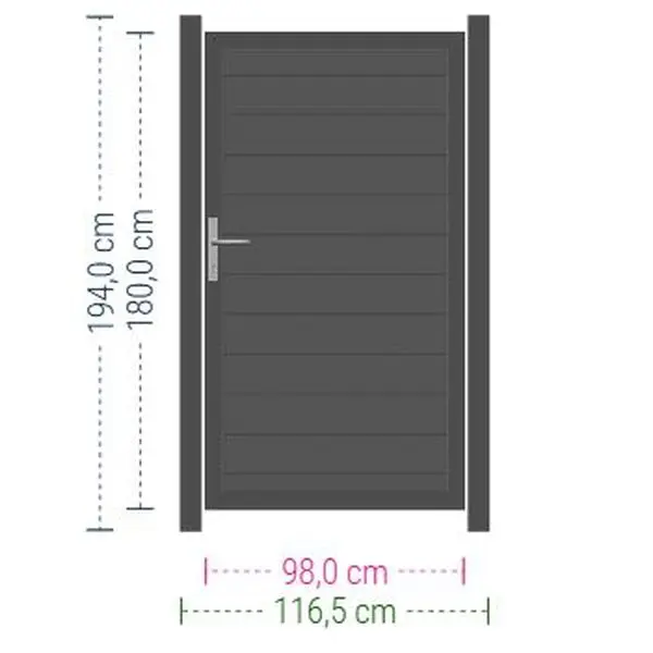 [3978] SYSTEM ALU PLUS, PORTE 98 X 180 CM (Anthracite, Anthracite)