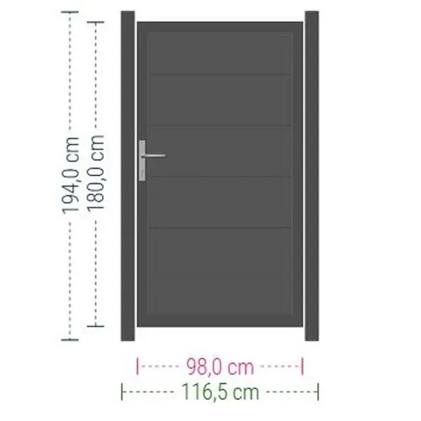 [3984] SYSTEM ALU XL, PORTE 98 X 180 CM (Anthracite, Anthracite)